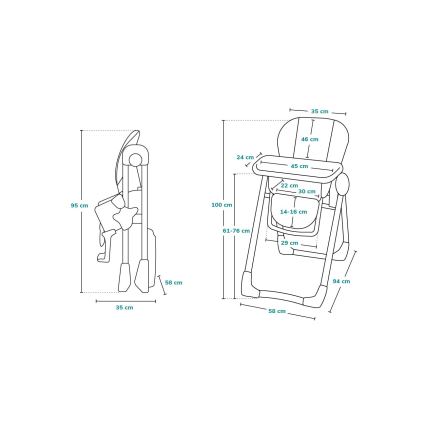 Lionelo - Детски стол за хранене ZANNA, сив