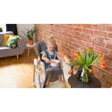 Lionelo - Детско столче за хранене LINN PLUS бял/сив