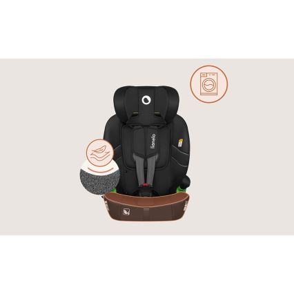 Lionelo - Детско столче за кола BILLY i-Size 76–150 cm, черен карбон