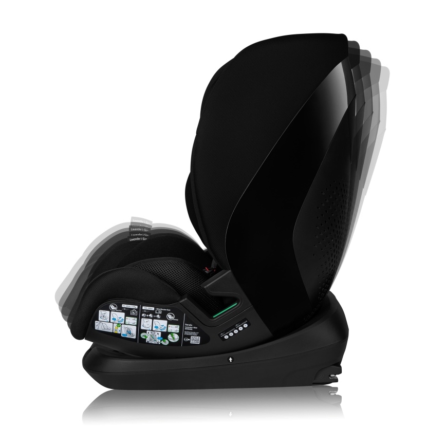 Lionelo - Детско столче за кола с въртяща се основа LAVENDER i-Size 76-150 cm Черен карбон