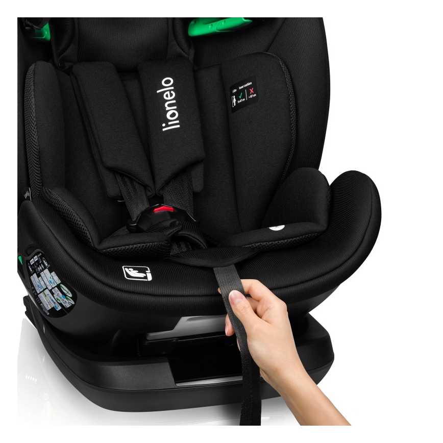 Lionelo - Детско столче за кола с въртяща се основа LAVENDER i-Size 76-150 cm Черен карбон