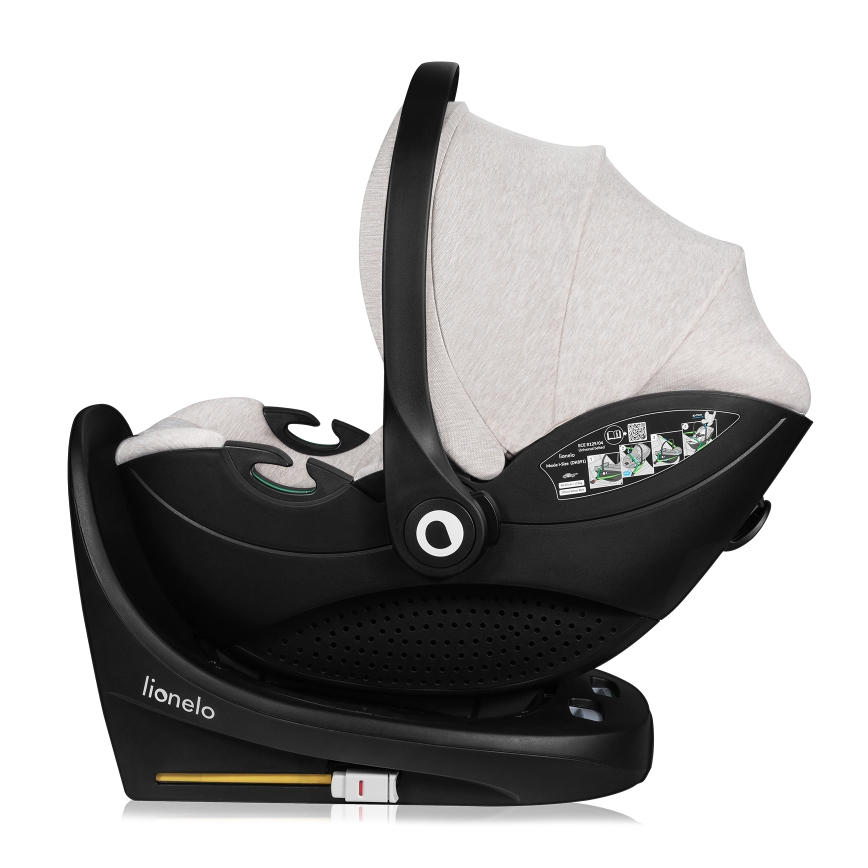 Lionelo - Детско завъртащо се автокресло с база MOXIE SET i-Size 40-87 см, пясъчен беж