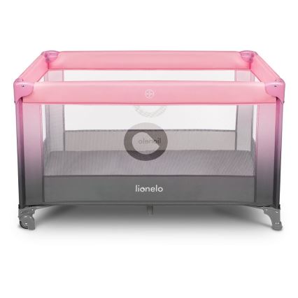 Lionelo - Детско креватче за пътуване STEFI розов/сив