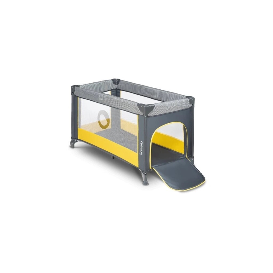 Lionelo - Детско креватче за пътуване STEFI сив/жълти