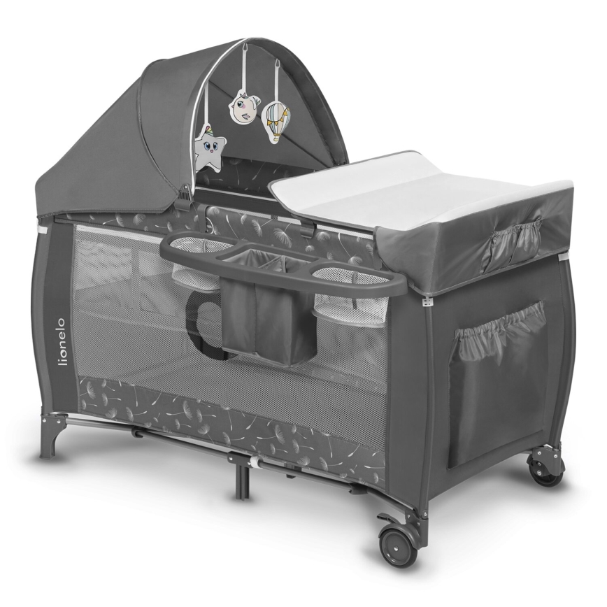 Lionelo - Детско креватче за пътуване SVEN PLUS сив