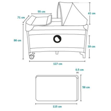 Lionelo - Детско креватче за пътуване SVEN PLUS сив