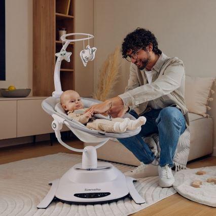 Lionelo - Люлка за бебе с мелодия BELLA Grey Concrete + дистанционно управление