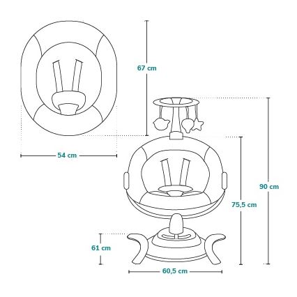 Lionelo - Люлка за бебе с мелодия BELLA Grey Concrete + дистанционно управление