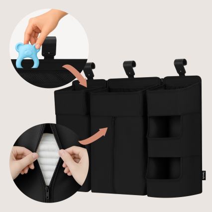 Lionelo - Органайзер за креватче 3 в 1 SIDEPOCKET Черен