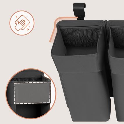Lionelo - Органайзер за креватче 3 в 1 SIDEPOCKET сив