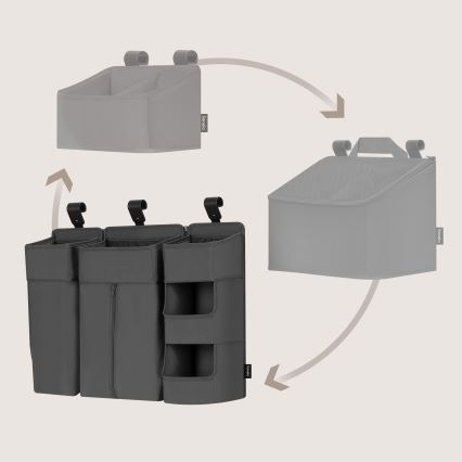 Lionelo - Органайзер за креватче 3 в 1 SIDEPOCKET сив