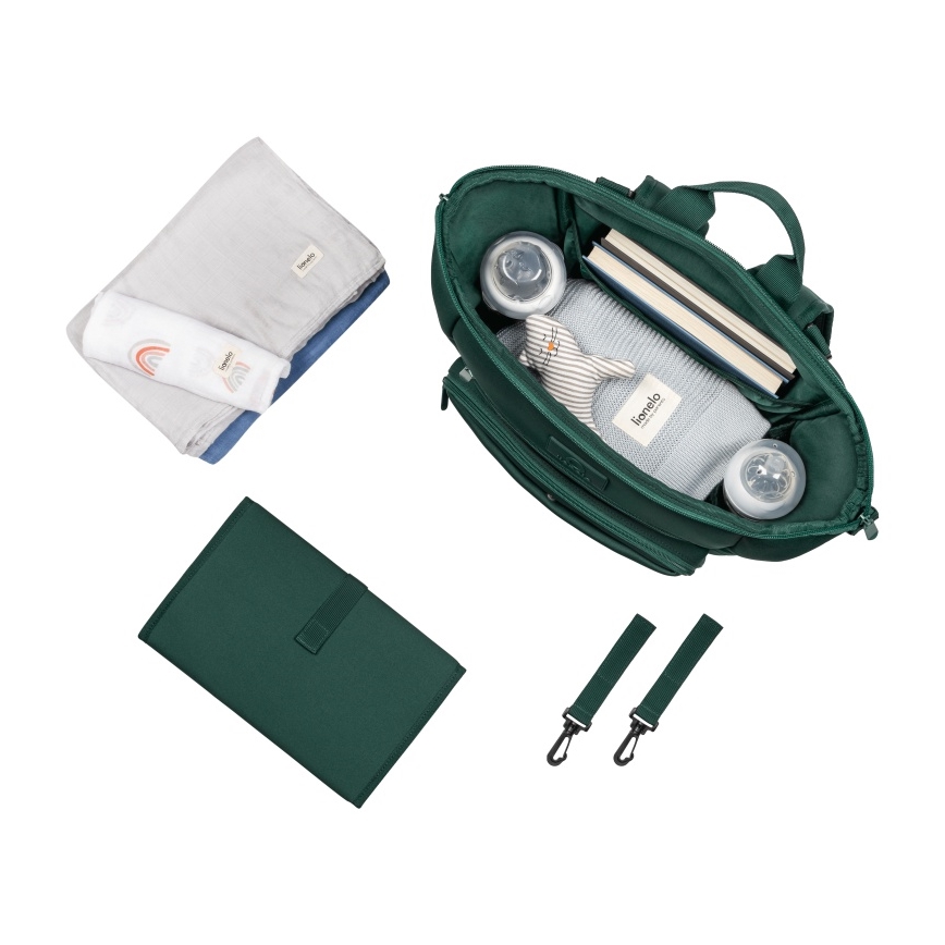 Lionelo - Пеленска чанта за количка CUBE Green Forest