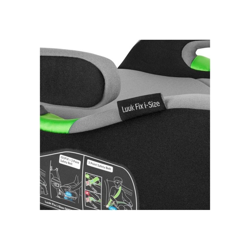 Lionelo - Подсилваща седалка за кола LUUK FIX i-Size 125-150 см черен/сив