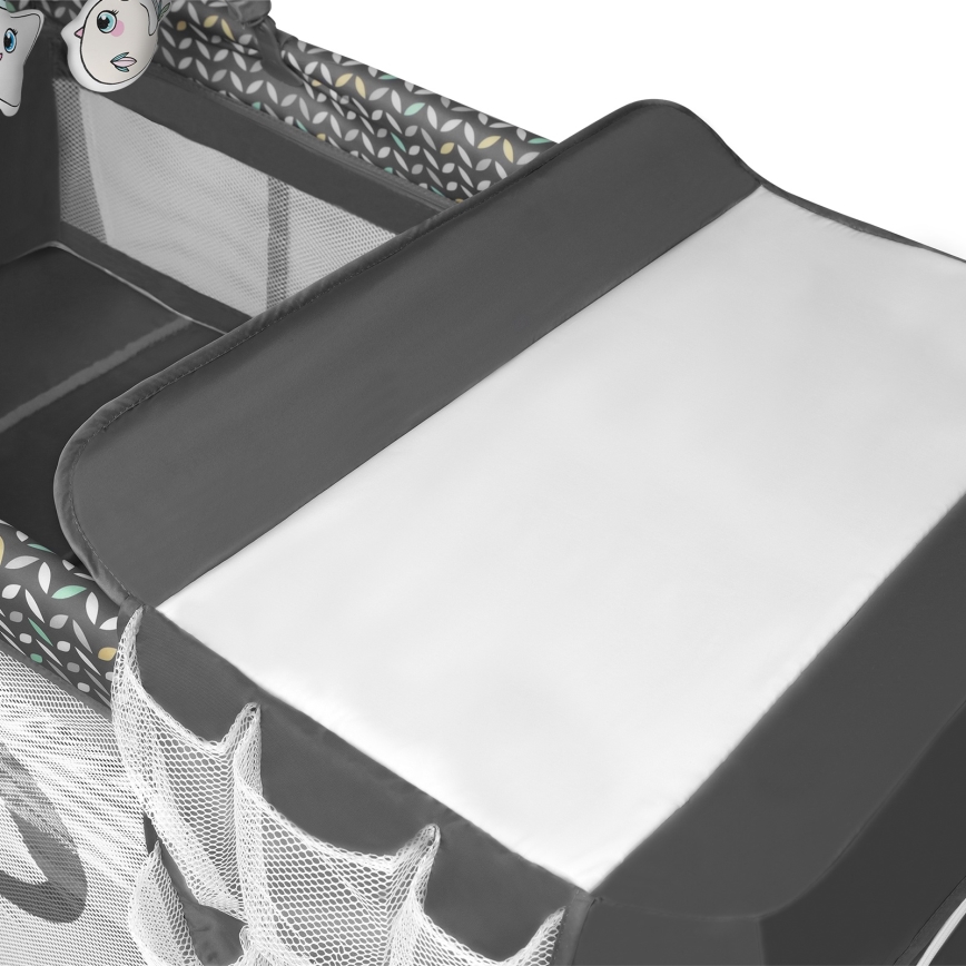 Lionelo - Портативна кошара FLOWER, сив в скандинавски стил