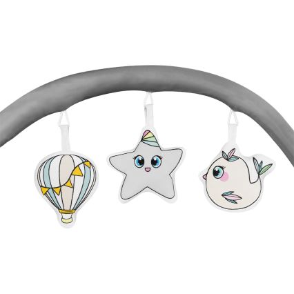 Lionelo - Портативна кошара FLOWER, сив в скандинавски стил