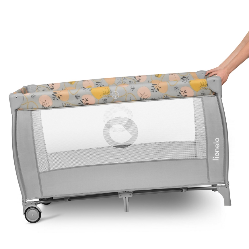 Lionelo - Портативно креватче STEFI PLUS, розово/жълто