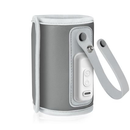 Lionelo - Преносим акумулаторен подгрявач за бебешки шишета THERMUP GO 18W/5V сив/сребрист