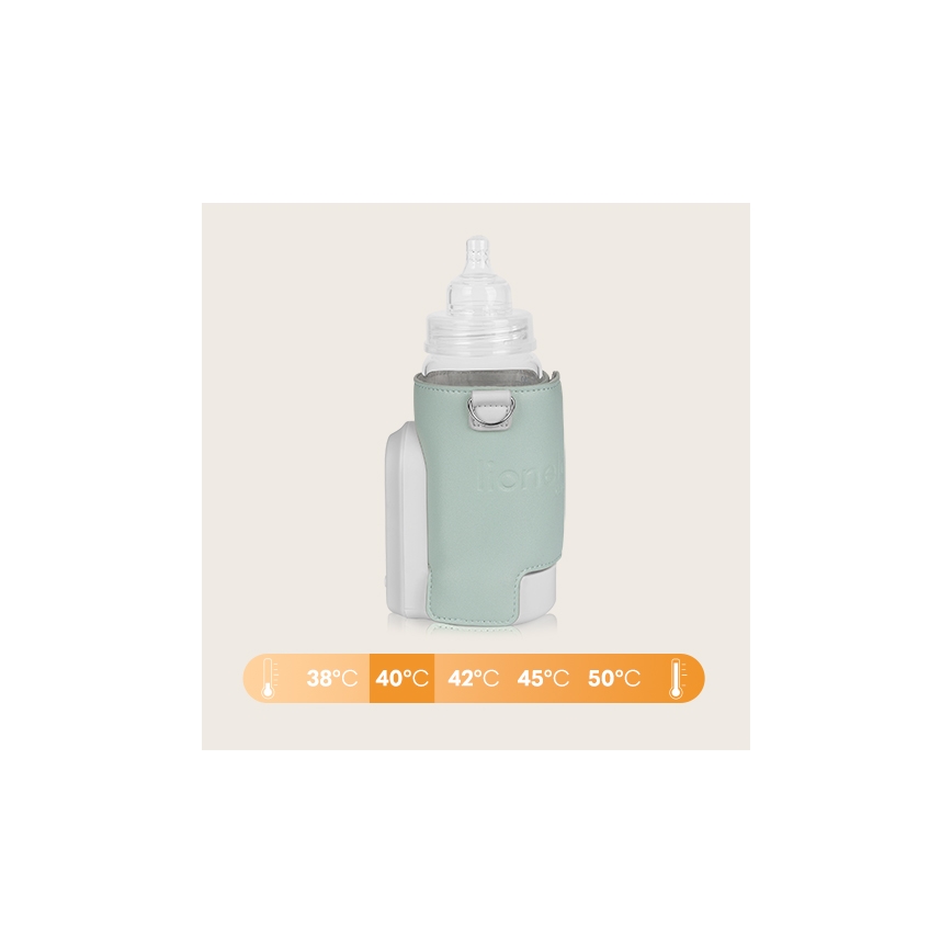 Lionelo - Преносим акумулаторен подгрявач за шишета THERMUP GO EVO 18W/5V зелен/бял