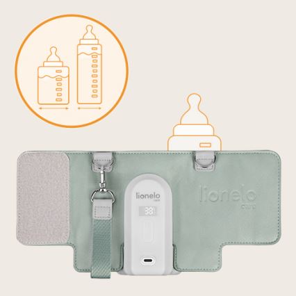 Lionelo - Преносим акумулаторен подгрявач за шишета THERMUP GO EVO 18W/5V зелен/бял