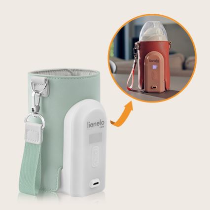 Lionelo - Преносим акумулаторен подгрявач за шишета THERMUP GO EVO 18W/5V зелен/бял