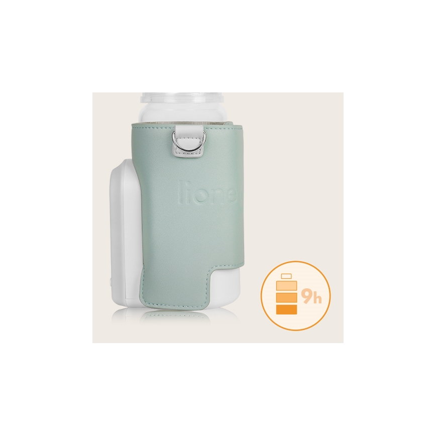 Lionelo - Преносим акумулаторен подгрявач за шишета THERMUP GO EVO 18W/5V зелен/бял