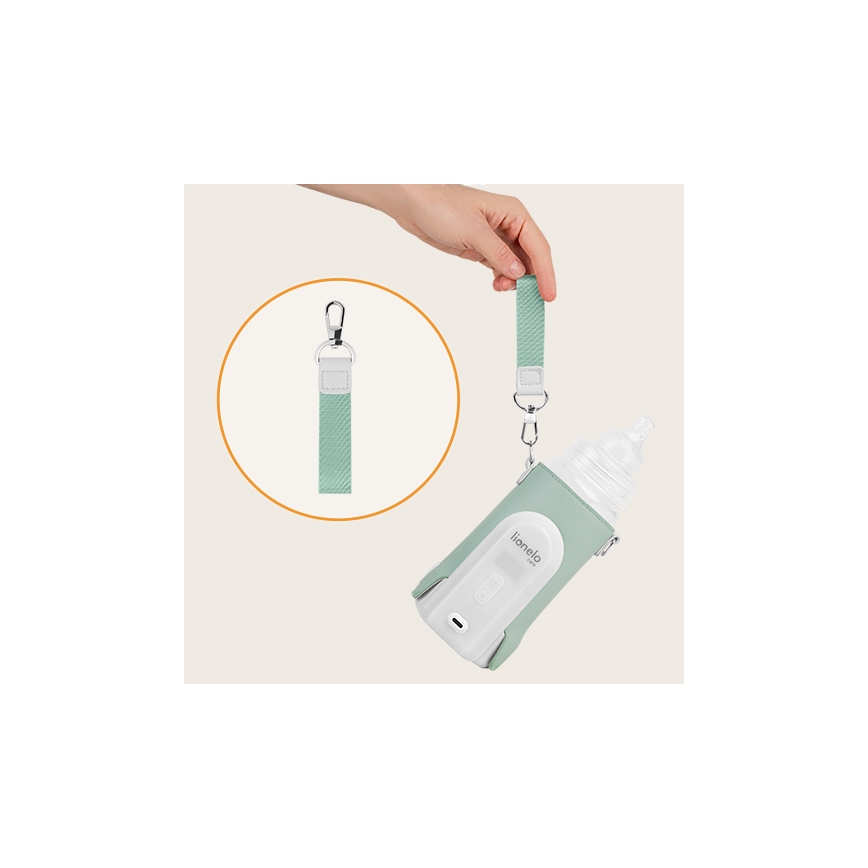 Lionelo - Преносим акумулаторен подгрявач за шишета THERMUP GO EVO 18W/5V зелен/бял