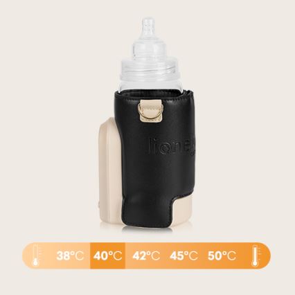 Lionelo - Преносим нагревател за шишета с презареждаща се батерия THERMUP GO EVO 18W/5V черен/бежов