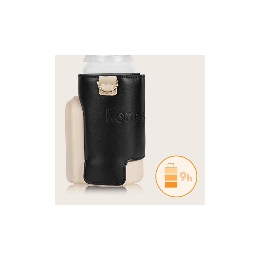 Lionelo - Преносим нагревател за шишета с презареждаща се батерия THERMUP GO EVO 18W/5V черен/бежов