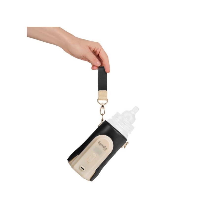 Lionelo - Преносим нагревател за шишета с презареждаща се батерия THERMUP GO EVO 18W/5V черен/бежов