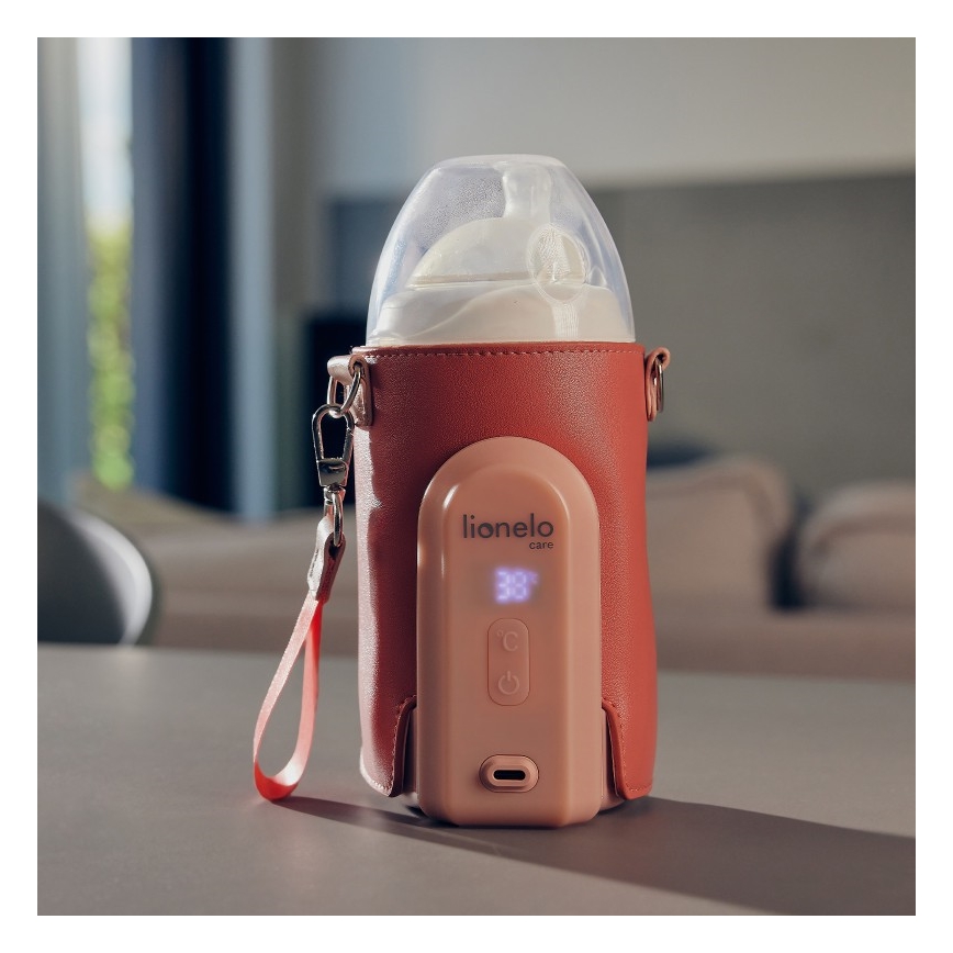 Lionelo - Преносим нагревател за шишета с презареждаща се батерия THERMUP GO EVO 18W/5V розов