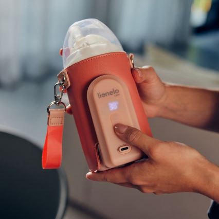 Lionelo - Преносим нагревател за шишета с презареждаща се батерия THERMUP GO EVO 18W/5V розов