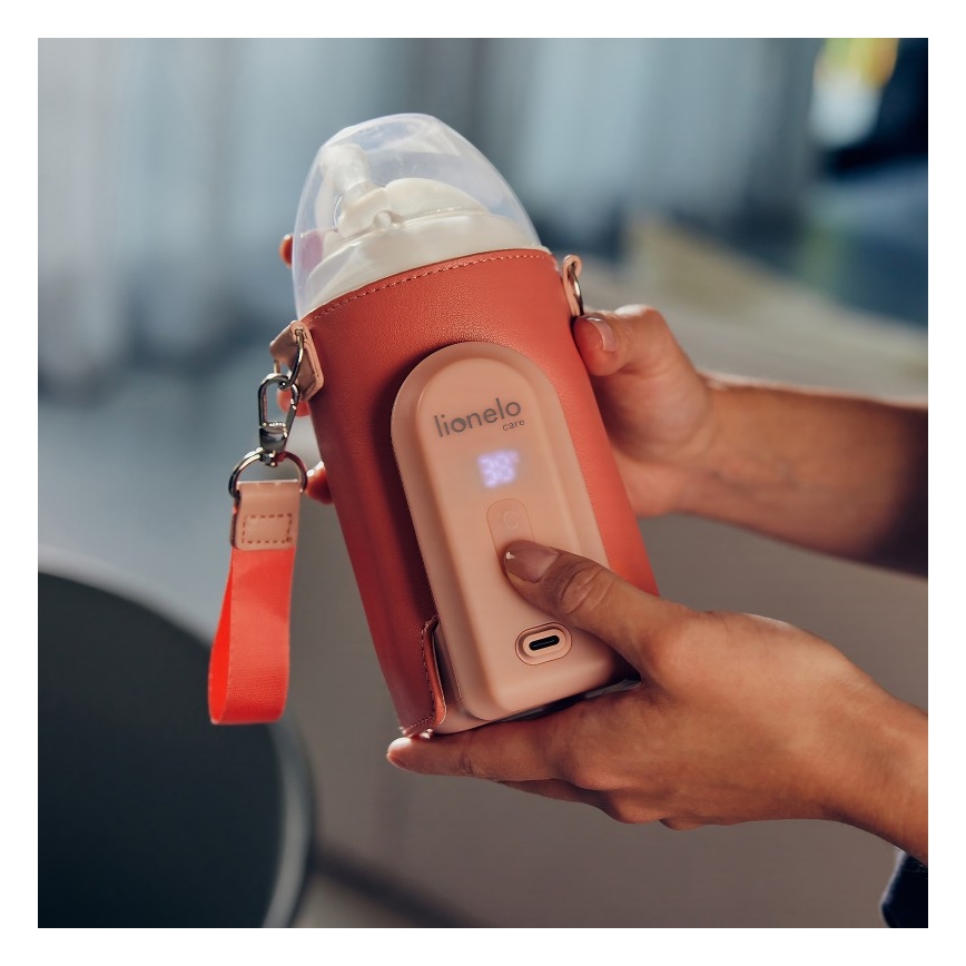 Lionelo - Преносим нагревател за шишета с презареждаща се батерия THERMUP GO EVO 18W/5V розов