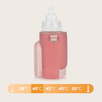 Lionelo - Преносим нагревател за шишета с презареждаща се батерия THERMUP GO EVO 18W/5V розов