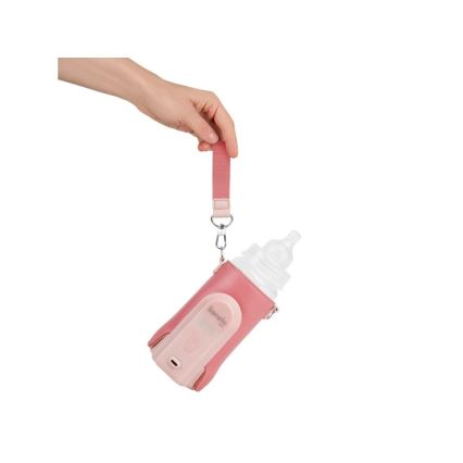 Lionelo - Преносим нагревател за шишета с презареждаща се батерия THERMUP GO EVO 18W/5V розов