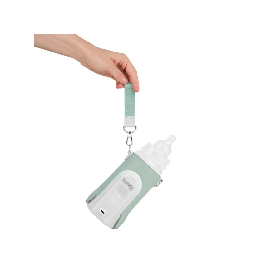 Lionelo - Преносим нагревател за шишета с презареждаща се батерия THERMUP GO EVO 18W/5V зелен/бял