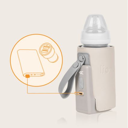 Lionelo - Преносим нагревател за шишета с презареждаща се батерия THERMUP GO PLUS 10W/5V бежов