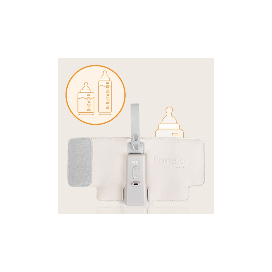 Lionelo - Преносим нагревател за шишета с презареждаща се батерия THERMUP GO PLUS 10W/5V бежов