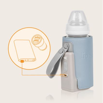 Lionelo - Преносим нагревател за шишета с презареждаща се батерия THERMUP GO PLUS 10W/5V син/сив
