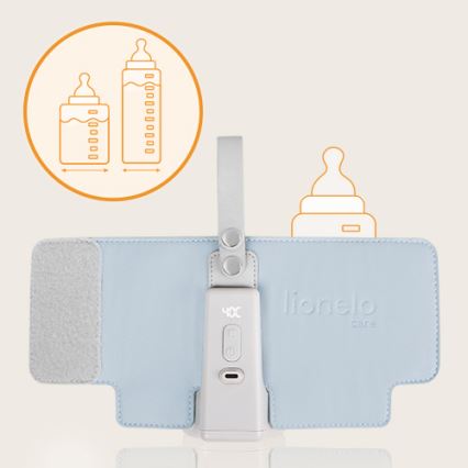 Lionelo - Преносим нагревател за шишета с презареждаща се батерия THERMUP GO PLUS 10W/5V син/сив