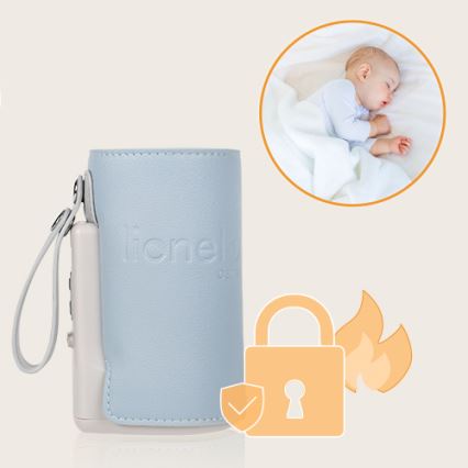 Lionelo - Преносим нагревател за шишета с презареждаща се батерия THERMUP GO PLUS 10W/5V син/сив