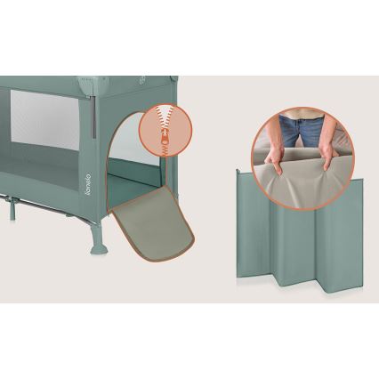 Lionelo - Преносима бебешка кошара 3 в 1 ELLEN Зелен шалфей