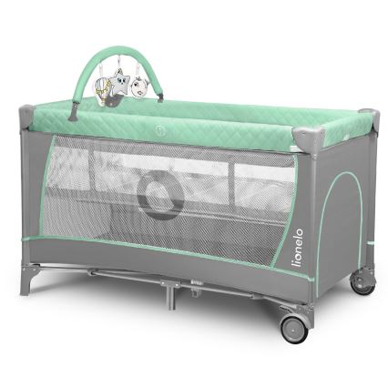 Lionelo - Преносима бебешка кошара FLOWER, тюркоаз