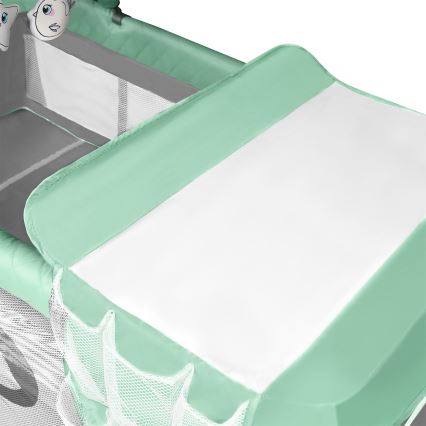 Lionelo - Преносима бебешка кошара FLOWER, тюркоаз