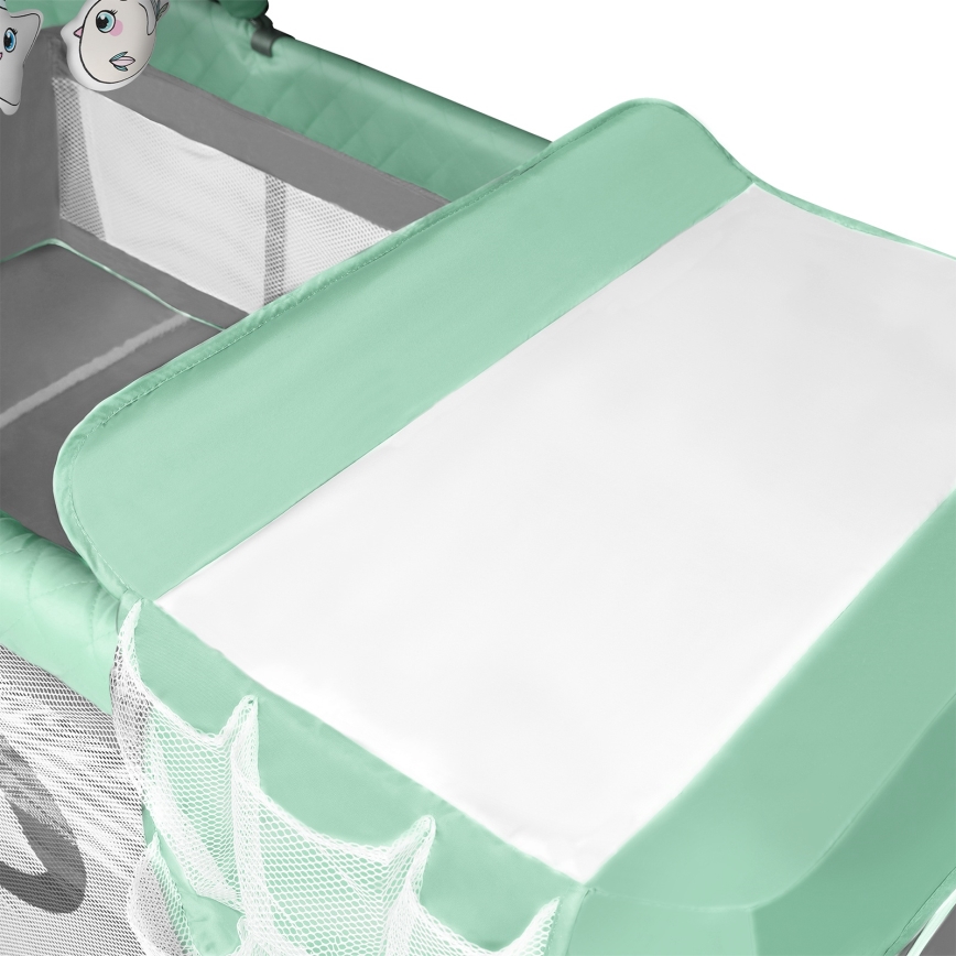 Lionelo - Преносима бебешка кошара FLOWER, тюркоаз