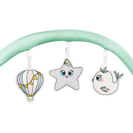 Lionelo - Преносима бебешка кошара FLOWER, тюркоаз