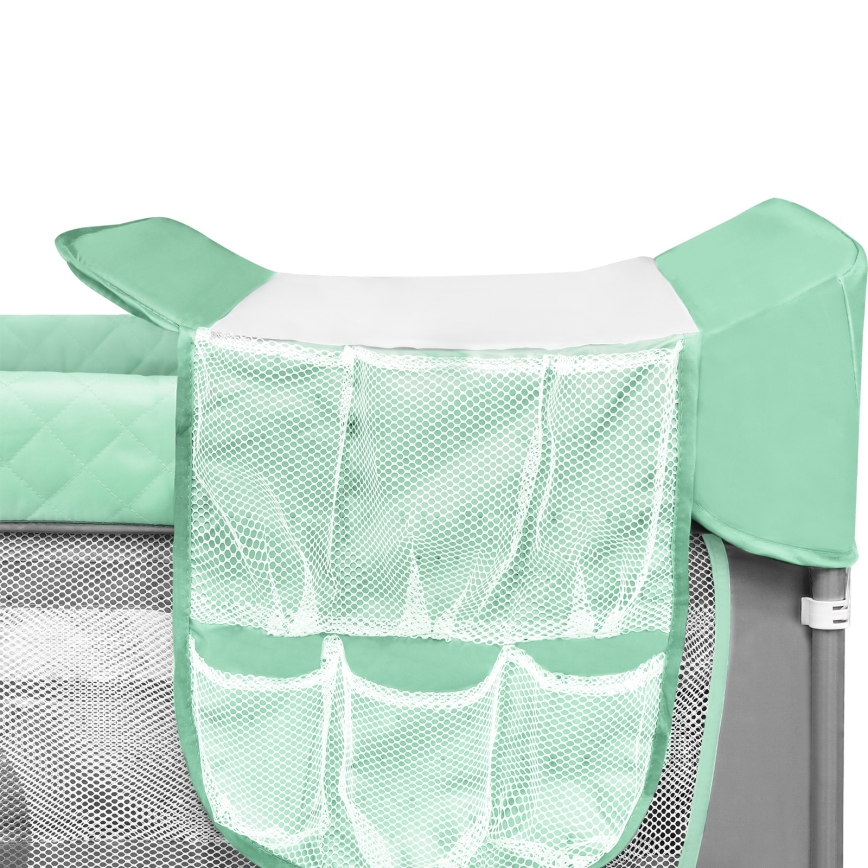 Lionelo - Преносима бебешка кошара FLOWER, тюркоаз