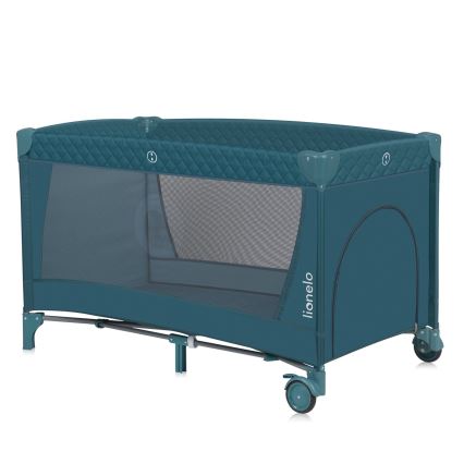 Lionelo - Преносима бебешка кошара FLOWER зелен тюркоаз