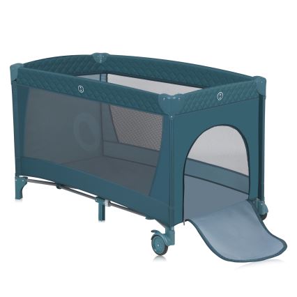 Lionelo - Преносима бебешка кошара FLOWER зелен тюркоаз