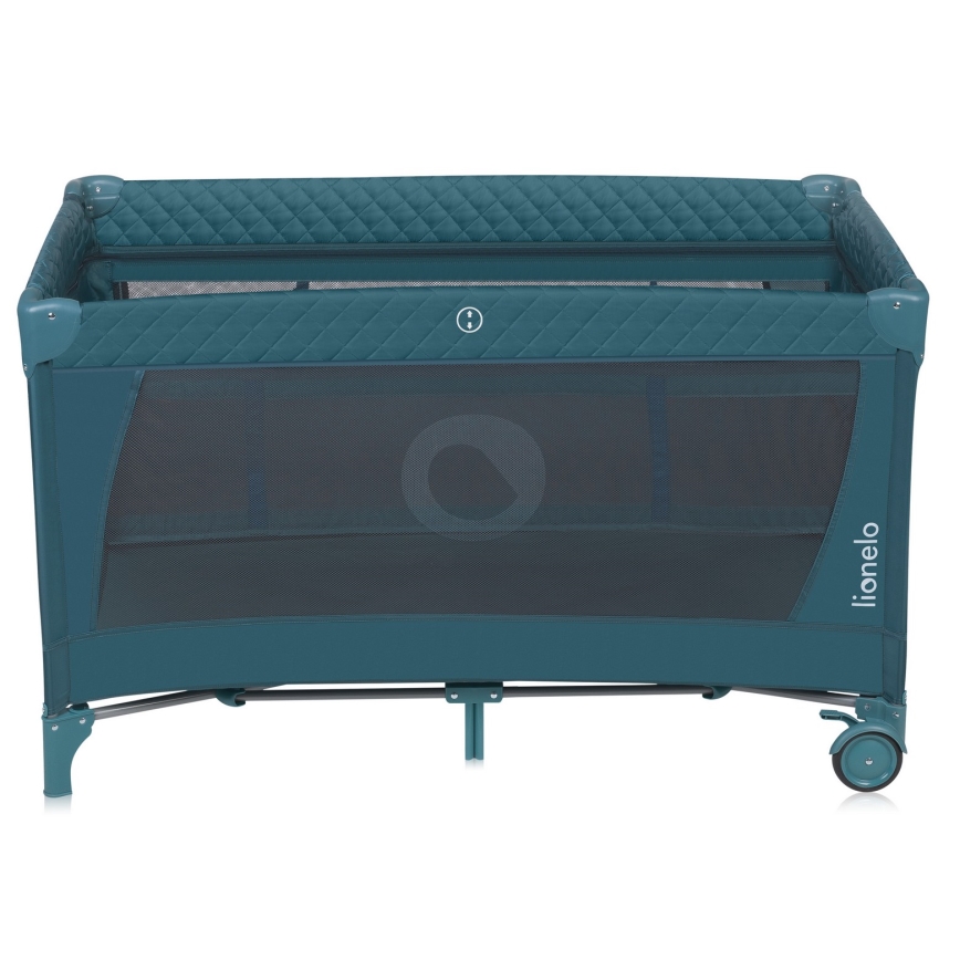 Lionelo - Преносима бебешка кошара FLOWER зелен тюркоаз
