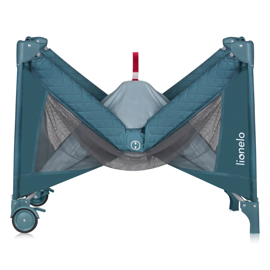 Lionelo - Преносима бебешка кошара FLOWER зелен тюркоаз